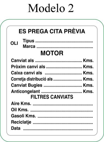 Autoestáticos, pegatinas revisión para talleres mecánicos